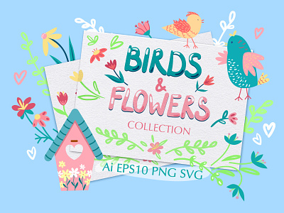 Spring Birds&Flowers Collection adobe illustrator birds floral flowers graphic design illustration illustrator love spring vector