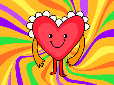 Groovy Vintage Cartoon Heart adobe illustrator cartoon character flat groovy illustration illustrator retro vibe
