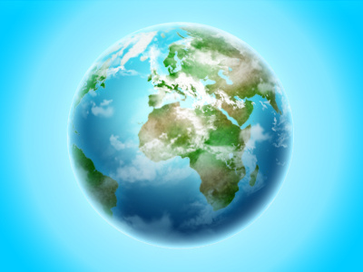 My World View 3d blue colorful continents earth globe illustration photoshop world