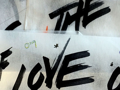The Love aggressive black and white lettering love motion process tracing paper
