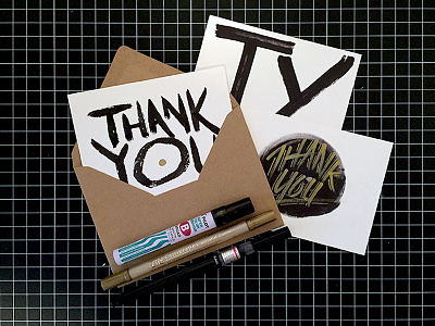 Giving Thanks brush gold ink lettering marker note pen thank you thanks