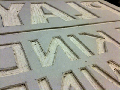 Carving Lino analog carving helvetica linoleum process