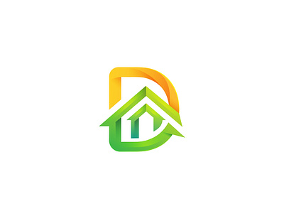 Letter D with House apartment architecture building business city concept construction estate graphic home house letter d logo property renovation rent rental roof town