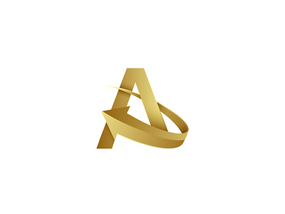 Letter A logo with Golden Effect