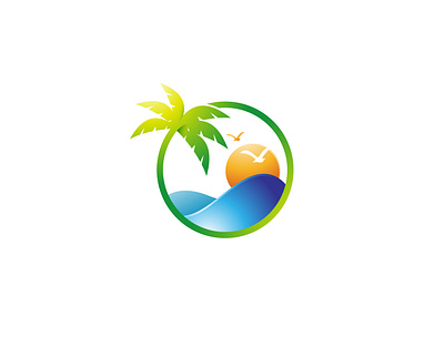 Beach Logo beach design element holiday illustration label logo ocean palm paradise sea style summer sun symbol travel tropical vacation vector water