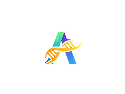 Letter A with DNA abstract biology concept design dna genetic health helix icon illustration logo medical medicine molecule research science spiral symbol technology vector