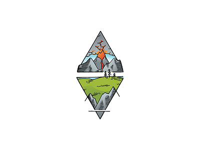 Fire and Earth 01 drawing earth element elements fire geometric illustration land triangle volcano