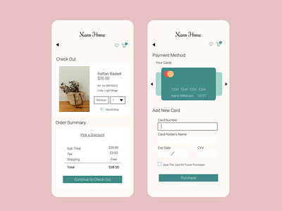 DailyUI 002 Credit Card Payment/Check Out Pages