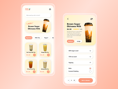 Customize Product app appdesign boba boba tea bubble tea customize customize product dailyui dailyui 33 mobiledesign ui