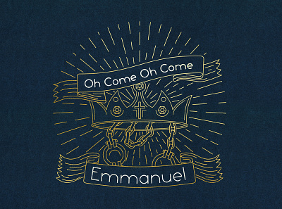 Oh Come Oh Come Emmanuel design glorious gold hymns illustration line art linework vector
