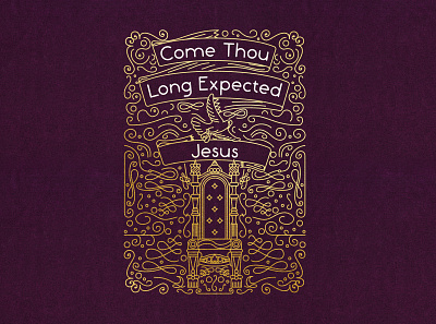 Come Thou Long Expected Jesus design glorious gold hymns illustration line art linework vector