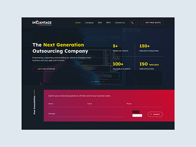 Inovantage - Outsourcing Company 3d animation black theme branding creative agency dark theme design agency graphic design homepage landing page logo outsoucing trending ui ui ux design