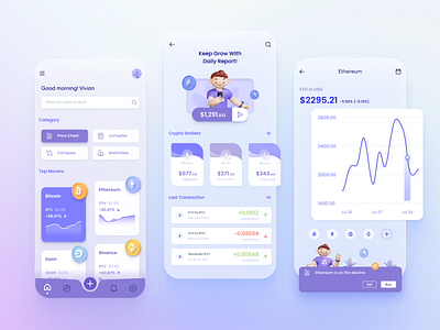 Crypto Currency Mobile UX/UI - Digital Academy 3d app bitcoin crypto cryptocurrency currency design digital academy digitalacademy ethereum mobile mobileapp onlinepayment onlinewallet ui uidesign ux uxdesign uxui wallet