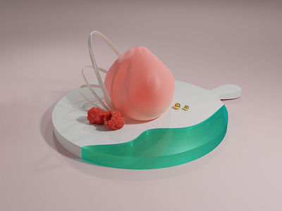 Peach Cake 🍰🍑 3d 3d illustration blender blender3d cakes design dessert illustration peach cake ui uidesign uxui uxuidesign