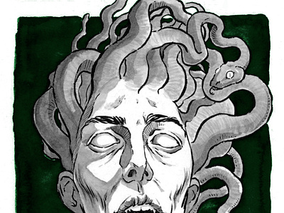 Medusa's End drawing illustration traditional