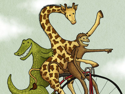 Adventure Time! adventure alligator animals bicycle bike fun giraffe illustration monkey texture