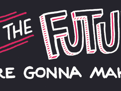 The Future sticker black contrast future lettering pink white