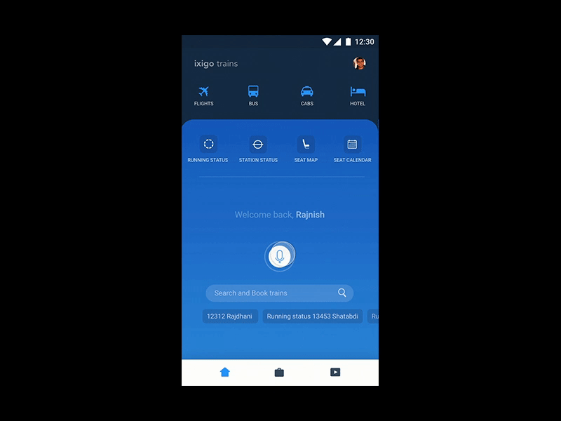 VUI Concept for ixigo trains ixigo trains ui ui ux voice assistant vui