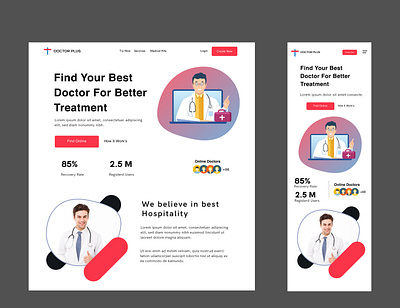 Medical Doctor Web and Mobile User Interface Design banner design branding design graphic design header design uiux user experience web web design