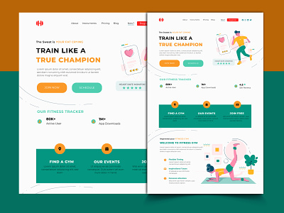 Creative Clean Fitness Gym Landing Page User Interface Design branding clean creative fitness graphic design gym header design homepage design illustration landing page screen ui uiux user interface ux uxui web web design web template website design
