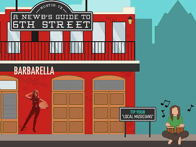 6th Street Infographic Elements 6th street austin bar buildings infographic vector