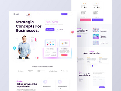 Digital Agency landing page. agency agency landingpage agency website branding free ui resource glass effect glassmorphism header header design header ui landing page landing page resource ui resource ui trend2021 uihut web ui