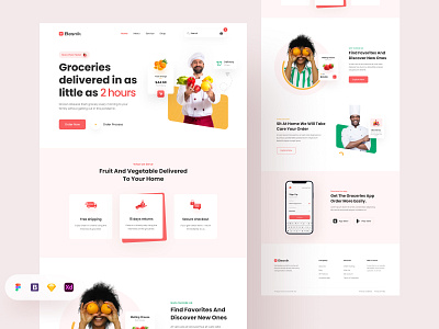 Grover-Grocery Food Delivery Website. agency branding design resource food food app food delivery food delivery landingpage food delivery website food landing page food ui food webdesign food website free ui resource landing page resource ui resource uihut web ui