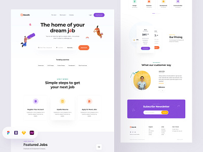 Xiera Job Finding Landing page. agency branding design free ui resource illustration job job app job finder job finder app job finder landingpage job finder website job landingpage landing page landing page resource logo ui resource uihut web ui