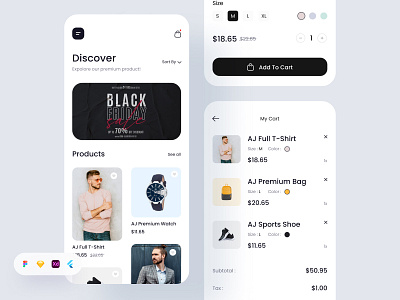 AJ Brand Store App. agency app app design app ui branding cart design ecommerce ecommerce app free ui resource illustration landing page resource store app ui app ui app design ui resource uihut web ui