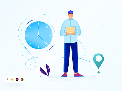 On Time Delivery Illustration. 3d agency branding delivery illustration design drone drone delivery drone delivery illustration food food delivery food illustration free illustration resource free ui resource graphic design illustration landing page resource logo ui resource uihut web ui