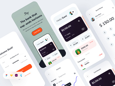 .Pay Banking App UI Kit android app app app design app ui banking banking app branding finance finance app free ui resource ios app landing page resource payment payment app ui app ui resource uihut wallet app web ui