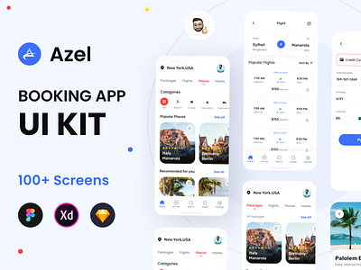 Azel - Booking App UI Kit app app design app kit app ui kit booking app travel agency travel app ui ui kit uihut ux