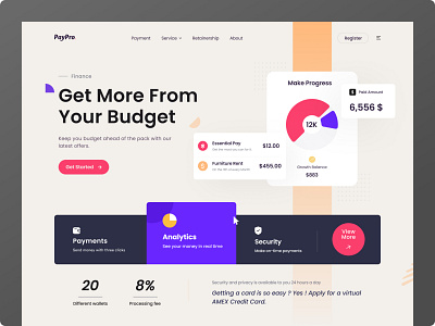 PayPro - Finance Header Design credit card finance finance header header header design landing page logo pay payments payments header ui