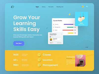 Online Learning Website Design education header learn learning logo progress social media ui uihut 2.0 ux website