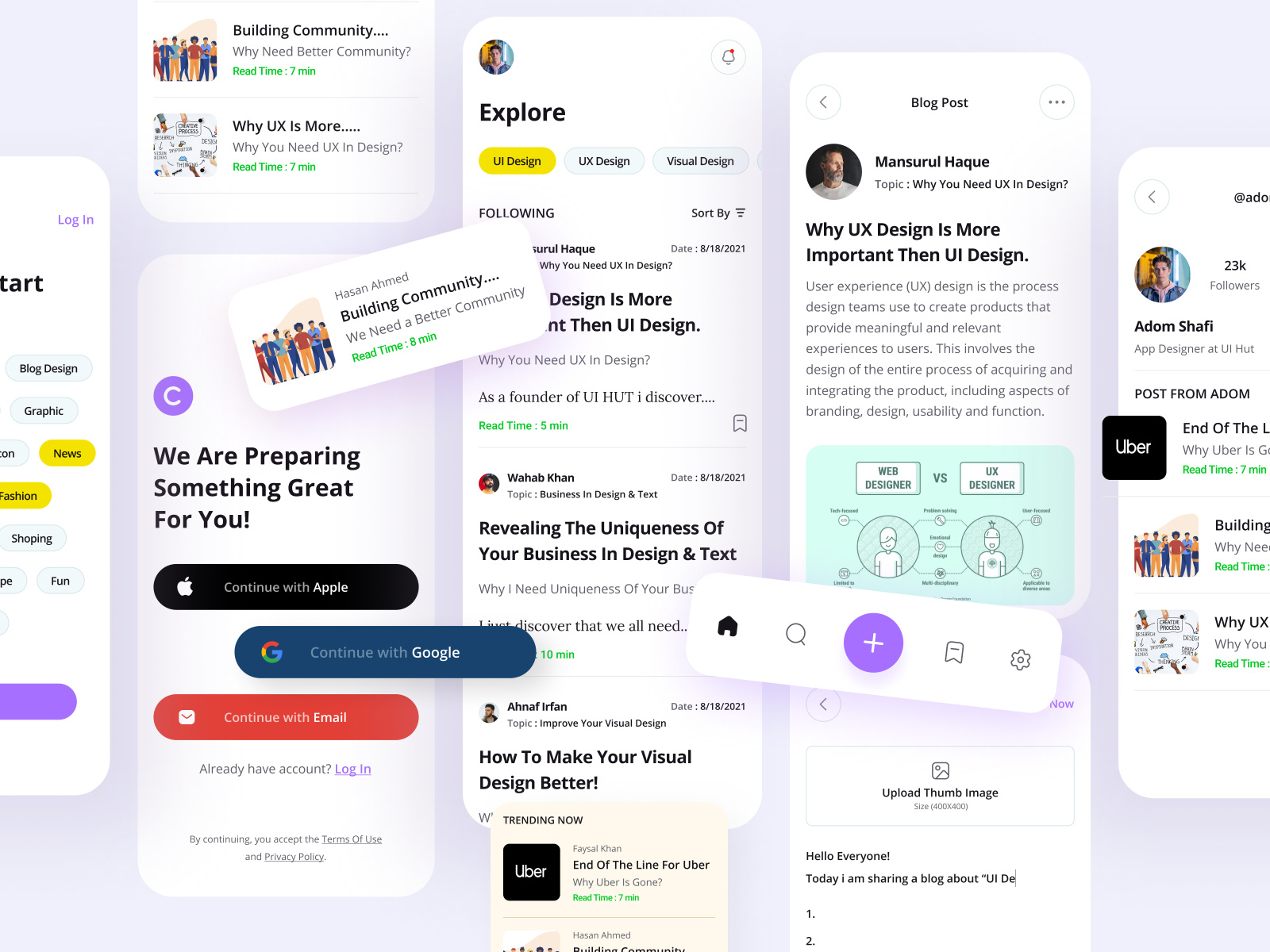 Confect Blog Reading App by UIHUT UI UX Design Agency on Dribbble
