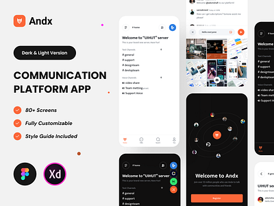 Communication Platform App UI Kit communication app design communication design design minimal design social media app social network design social networking app design ui ui resource uihut