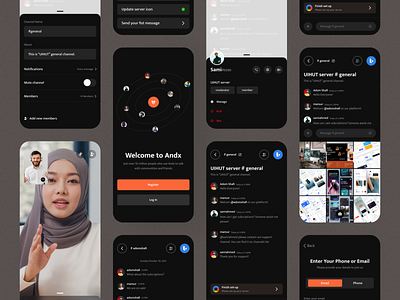 Communication Platform App UI Kit Dark app design app ui kits app uikit dark ui free ui resource ui ui resource ui resources 2022 uihut