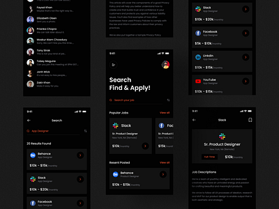 Job Finder App UI Kit - JobHub app app design app design kit app ui kit ios job job app job finding jon finder ui design ui kit uihut