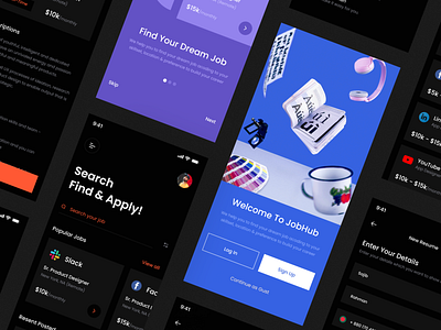 Job Finder App UI Kit - JobHub by UIHUT - UI UX Design Agency on Dribbble