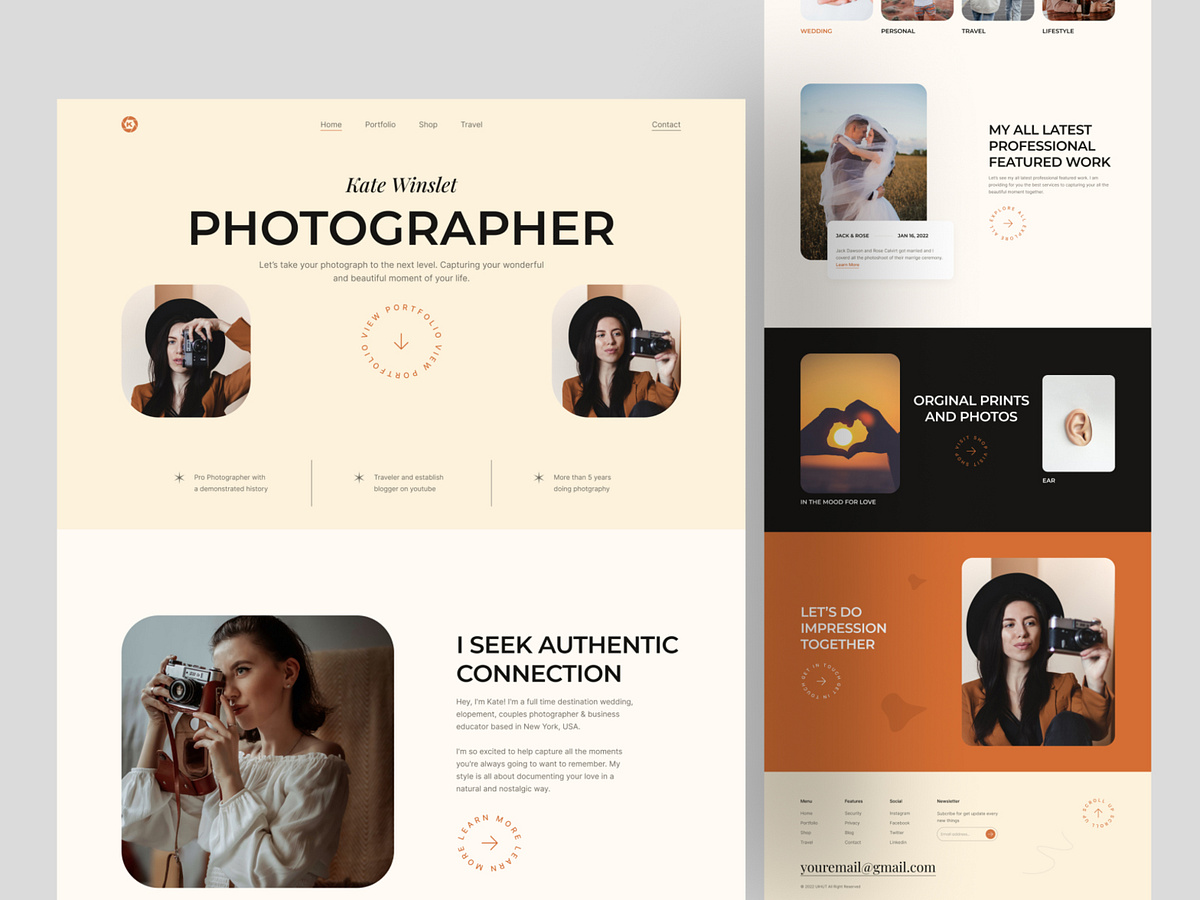 Photographer Landing Page - Kate Winslet by UIHUT on Dribbble