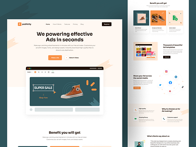 Ad Tool Website Design - Publicity ad tool web design colorful web design 2022 design landing page landing page resource trendy design 2022 ui resource uihut web design web design resource web template web ui