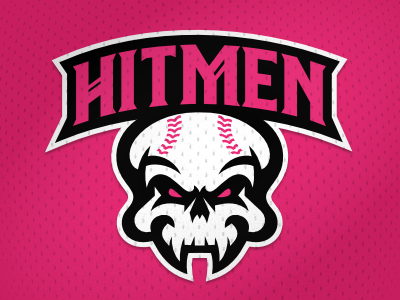 Hitmen Softball hitmen illustration logo pink skull softball sports