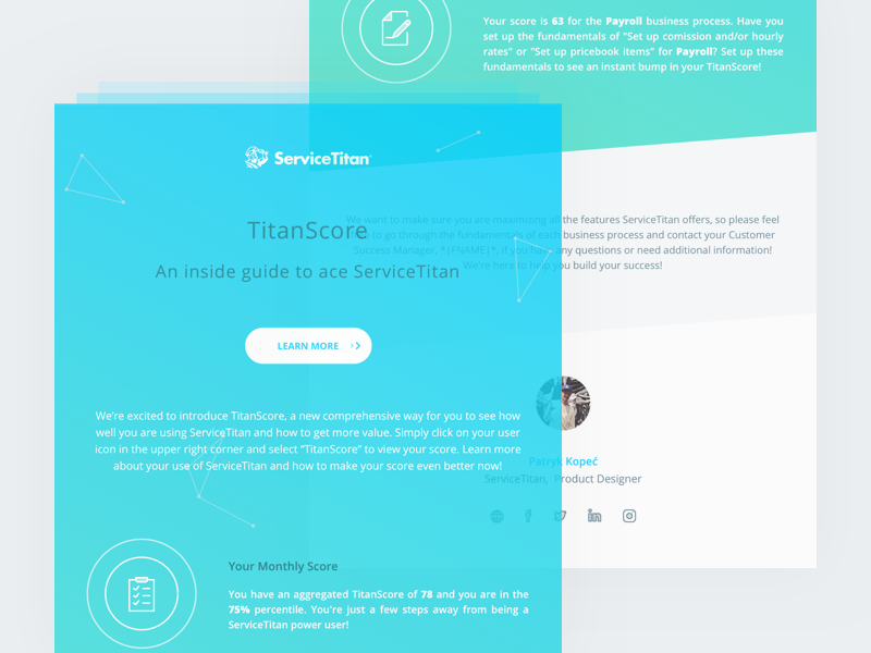 TitanScore Newsletter gradient green blue newsletter titanscore servicetitan