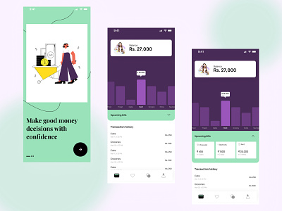 Money Tracking App appdesign dailyui dribbblers figma graphicdesignui interfacedesign money tracking screens shots ui userexperience