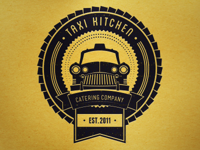 Taxi Kitchen Co. 2011 badge branding business cab car catering company esquinca established identity kitchen logo ribbon taxi texture yellow