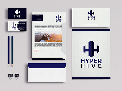 HyperHive logo and stationery design