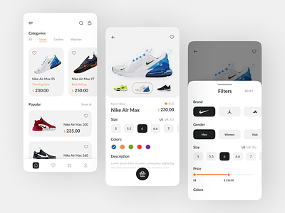 E-commerce App Design design e commerce ios minimal mobile app mobile ui nike shoe shoes app shop app shops sneakers app store ui ux