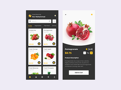 Grocery Mobile App ecommerce food food and drink food app food delivery food delivery app food order fresh fruit fruits grocery grocery store mobile app mobile design mobile ui online shop product design shop shopping store app vegetables