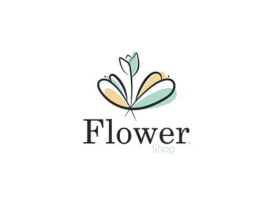 Flower Shop - Logo blue design fleuriste flower garden graphic design icon logo nature spring summer vector yellow