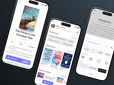 E-Book Reader 📖 mobile app design article audiobook book bookshelf bookstore category e library ebook library navigationbar online book reader reading readingapp shop textsettings